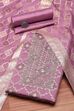 Lavender Tissue Chanderi Embroidered Unstitched Suit Set image number 0