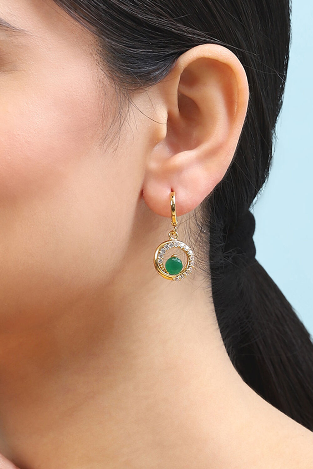 Green Brass Earrings image number 1