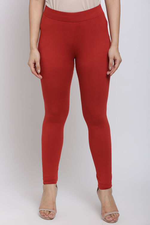 Red Viscose Lycra Leggings image number 0