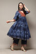 Indigo Cotton Anarkali Kurta Palazzo Suit Set