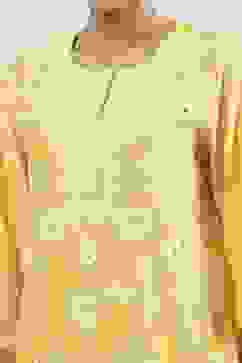 Lime Yellow Schiffli Embroidered Straight Suit Set image number 1