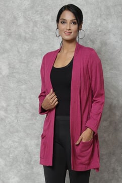 Pink Berry Straight Acrylic Solid Shrug image number 3