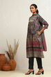 Beige Crepe Floral Printed Straight Suit Set image number 3