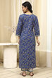 Royal Blue Cotton Screen Print Unstitched Suit Set image number 6