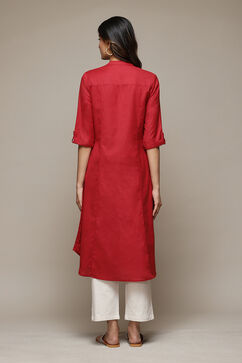Red A-Line Solid Kurta image number 3