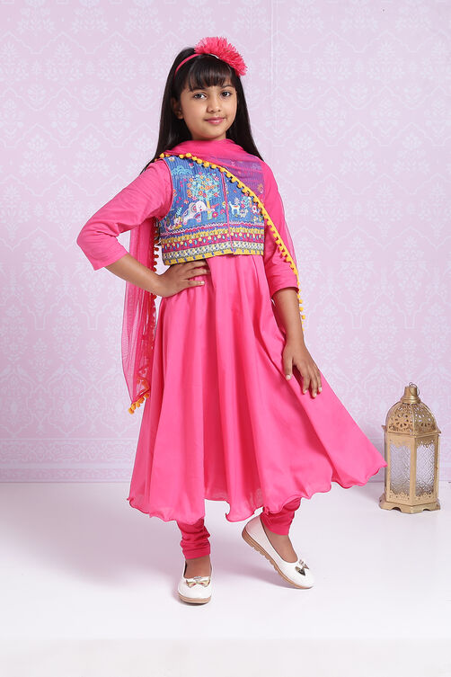 Pink Cotton Anarkali Suit image number 0