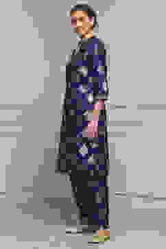 Purple Art Silk Printed Straight Co-ord Set image number 3