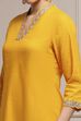 Yellow Cotton Yarndyed Straight Kurta image number 1
