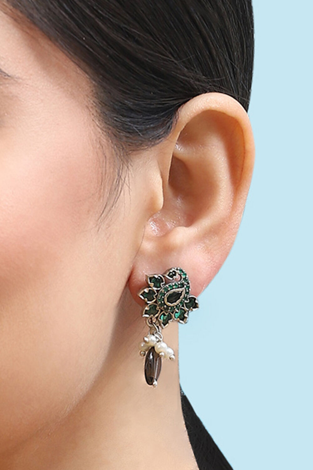 Green Brass Earrings image number 1