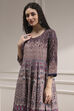 Lilac Cotton Printed Anarkali Suit Set image number 1