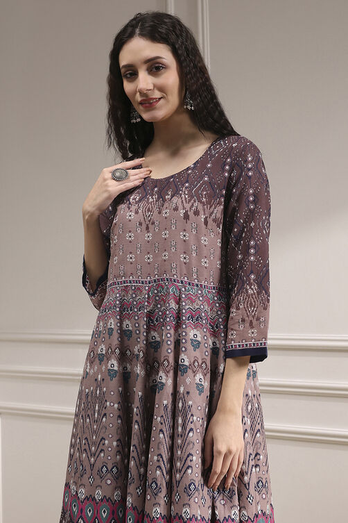 Lilac Cotton Printed Anarkali Suit Set image number 1