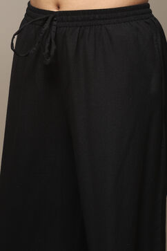 Black Cotton Blend Straight Kurta Palazzo Suit Set image number 2