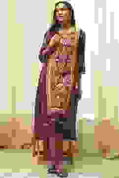 Maroon Cotton Straight Kurta Palazzo Suit Set image number 0