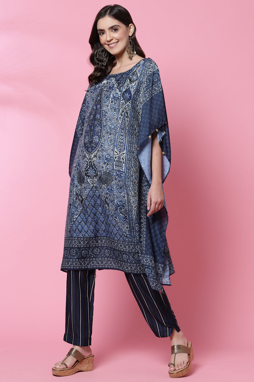 Brown Art Silk Kaftan Set image number 2