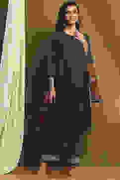 Dark Green Cotton Solid A-Line Suit Set image number 6