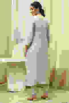 Beige Chanderi Hand Painted Unstitched Suit Set image number 5