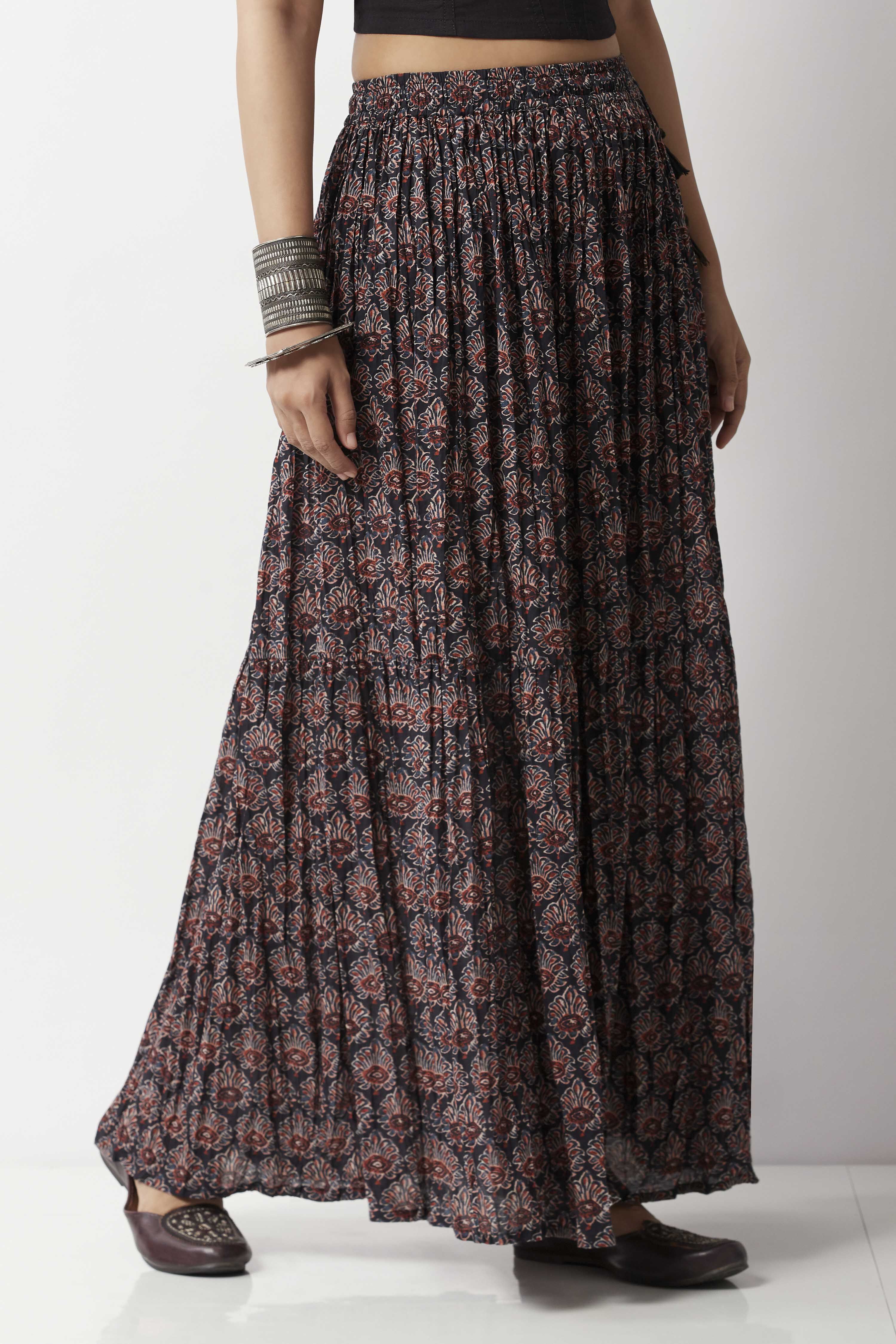 Black Cotton Printed Skirt image number 4