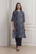 Blue Cotton Printed Straight Kurta image number 5