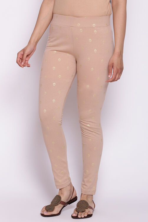 Beige Cotton Leggings image number 3