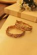 Red Gold Plated Textured Brass Bangles image number 0