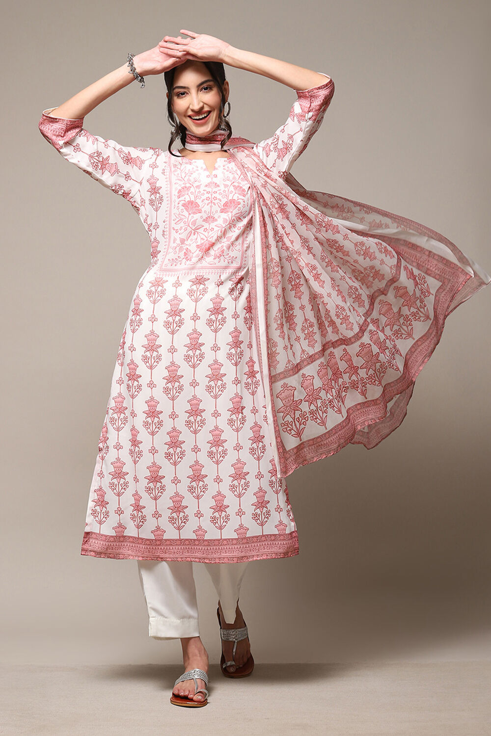 Indigo Chanderi Silk Unstitched Suit Set image number 1