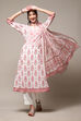 Peach Silk Blend Digital Print Unstitched Suit Set image number 1