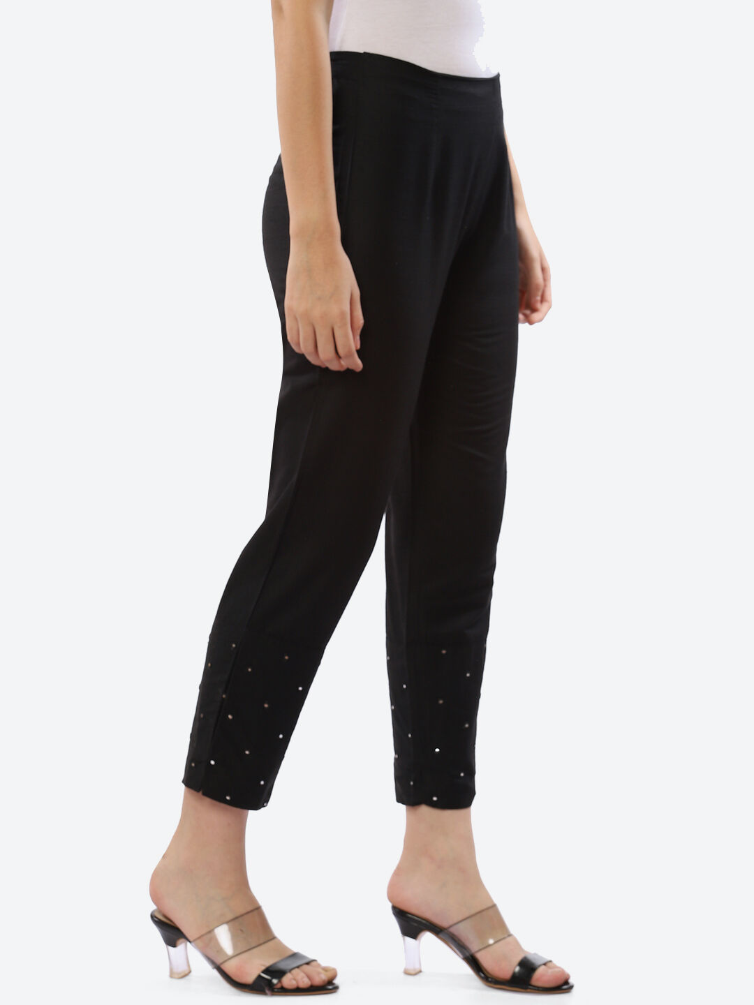 Black Poly Viscose Pants image number 3