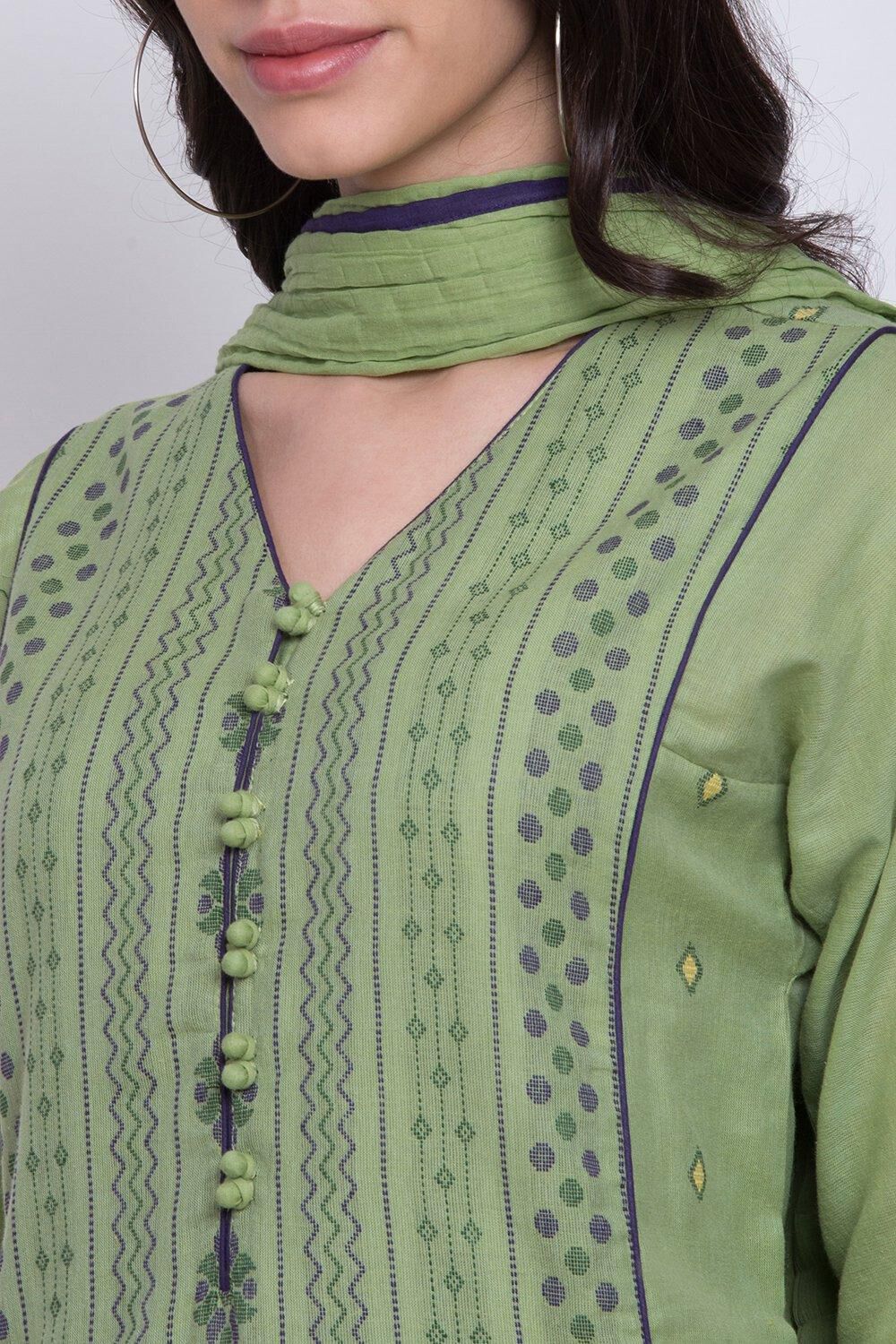 Green Straight Kurta Churidar Suit Set image number 1