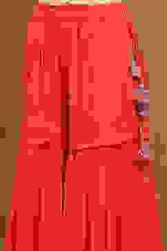 Coral Red Viscose Georgette Festive Straight Suit Set image number 2