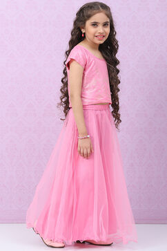 Pink Viscose Lehenga Set image number 5