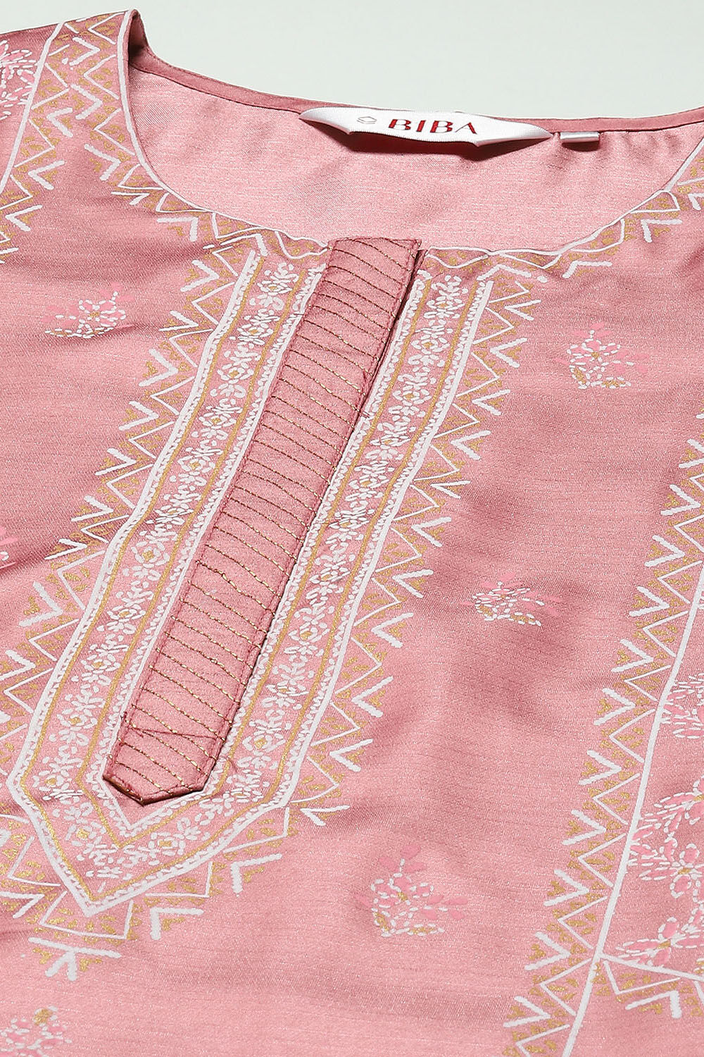 Dusty Pink Printed Straight Kurta image number 1