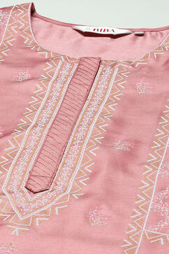 Dusty Pink Printed Straight Kurta image number 1
