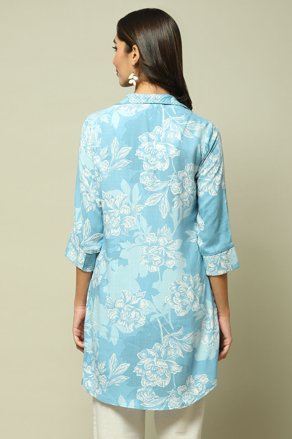 Teal LIVA Printed Shirt image number 4
