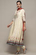 Cream Cambric Anarkali Kurta Churidar Suit Set image number 4