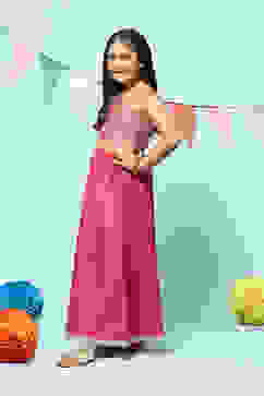 Berry Pink Art Silk Straight Lehenga Set image number 4