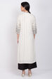 Off White Cotton Straight Kurta Flared Palazzo Suit Set image number 5
