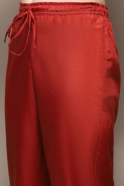 Maroon Viscose Straight Kurta Regular Pant Suit Set image number 2