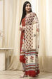 Royal Blue Cotton Screen Print Unstitched Suit Set image number 4