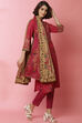 Fuchsia Cotton Straight Suit With Reversible Dupatta image number 5