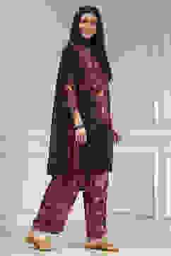 Brown Printed Straight Suit Set image number 5