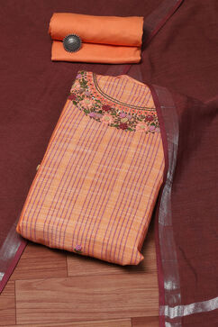 Peach Cotton Woven Unstitched Suit Set image number 0
