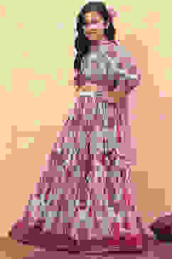 Turquoise Polyester Blend Blouse Lehenga Set image number 3