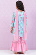 Blue Viscose Flared Kurta Garara Suit Set image number 4