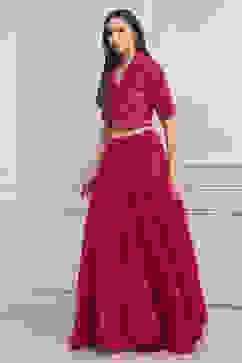 Fuchsia Viscose Rayon Kalidar Lehenga Set image number 3