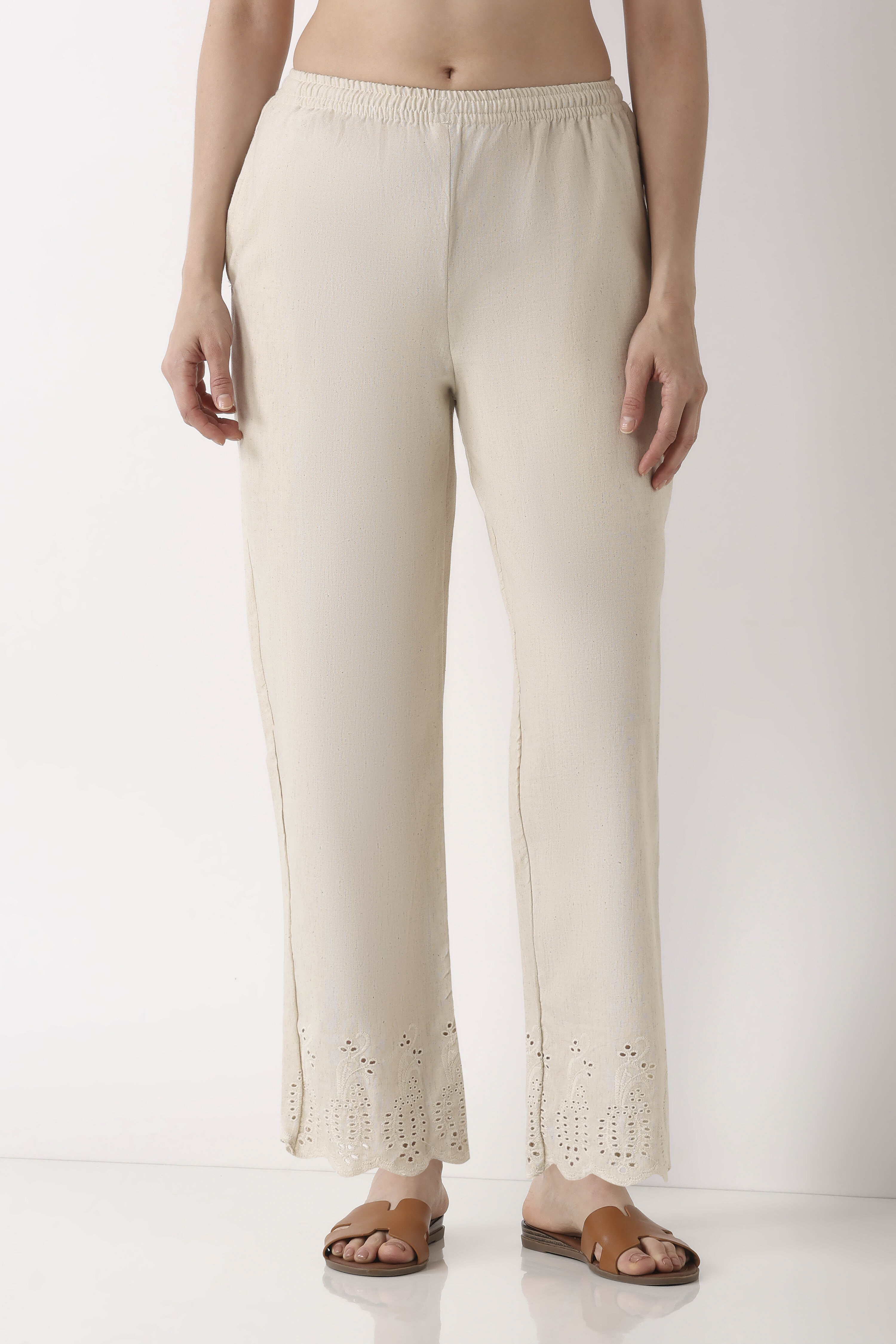 Natural Cotton Blend Straight Pants image number 4
