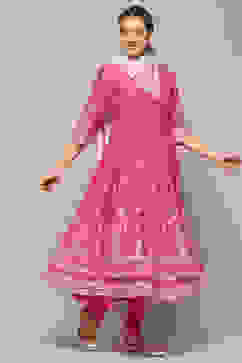 Fuschia Cotton A-Line Suit Set image number 6