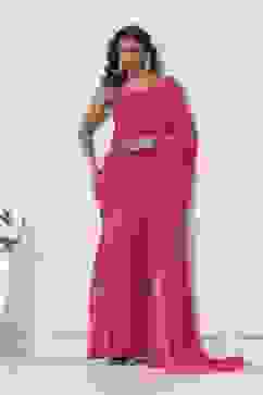 Pink Poly Georgette Regular Saree image number 6