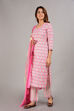 Pink Cotton Screen Print Unstitched Suit Set image number 5