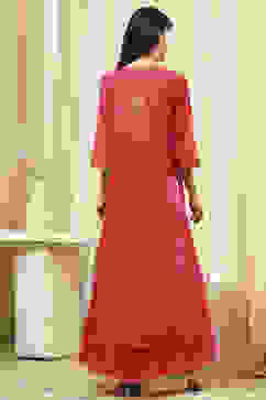 Fuchsia Poly Chanderi Layered Tiered Dress image number 5