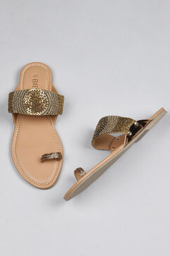 Bronze Sequin Embellished Sandals image number 2